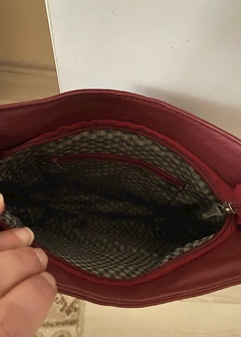 Bordo Deri Kadın Çanta Tokalı - Görsel 6