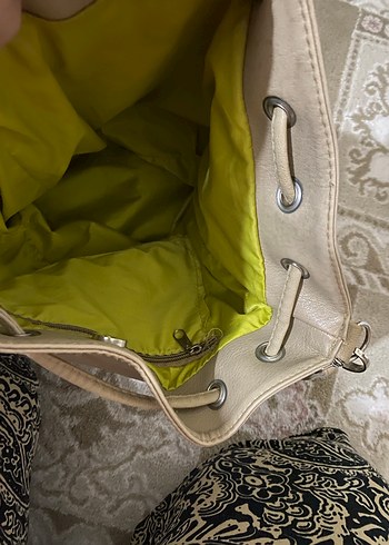 Püsküllü Bej Deri Bohem Kadın Çanta - Görsel 3