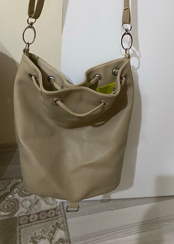 Püsküllü Bej Deri Bohem Kadın Çanta - Görsel 4