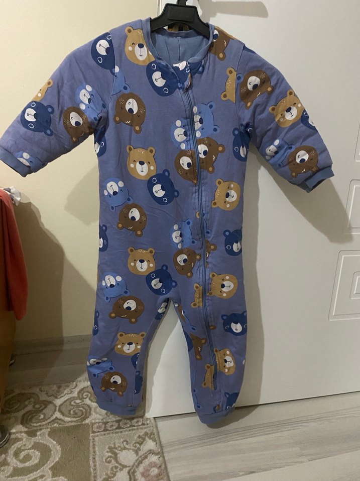Fermuarlı Mavi Erkek çocuk uyku Tulumu 3-4 yaş uyumlu - Görsel 4