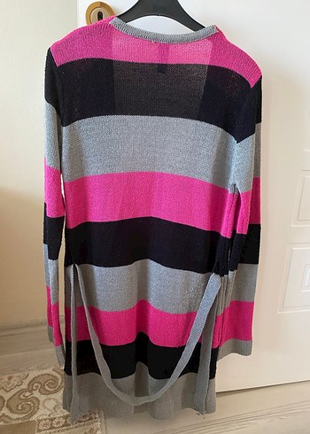 Çizgili Uzun Kollu Triko Kadın Hırka - Görsel 3