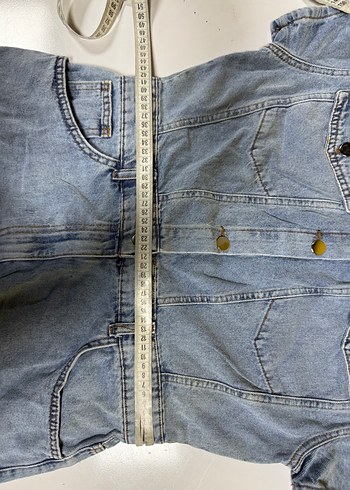 Düğmeli Mavi Denim Kısa Tulum KOD:009 - Görsel 5