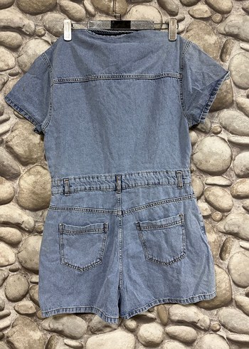 Düğmeli Mavi Denim Kısa Tulum KOD:009 - Görsel 3