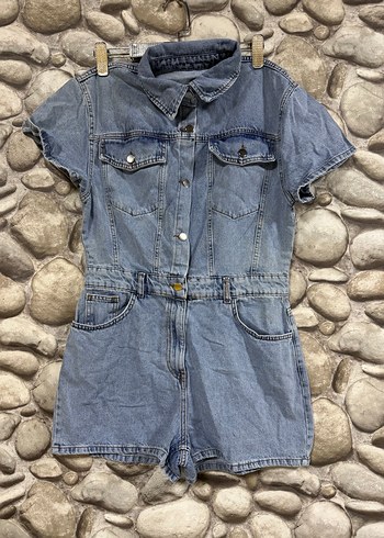 Düğmeli Mavi Denim Kısa Tulum KOD:009 - Görsel 2