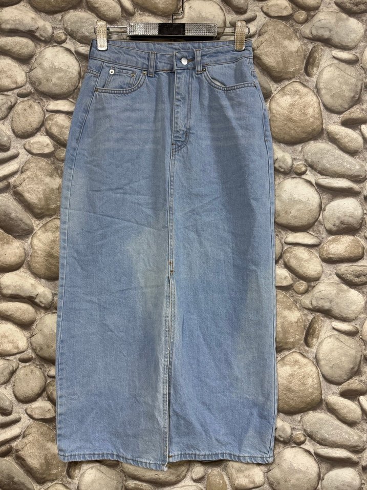 Yırtmaçlı Kadın Uzun Denim Etek KOD:010 - Görsel 2