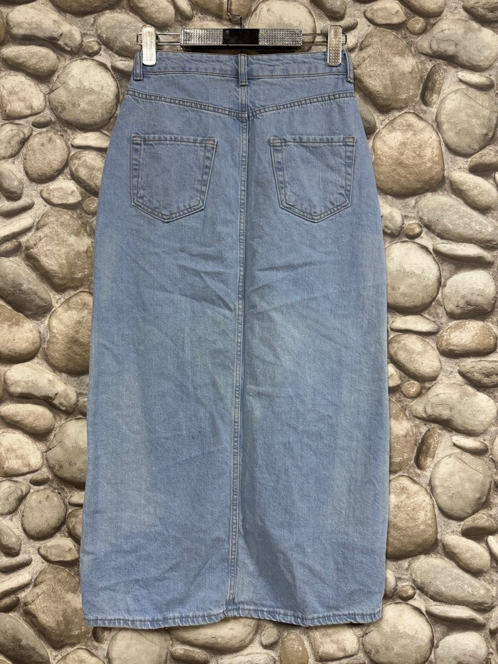 Yırtmaçlı Kadın Uzun Denim Etek KOD:010 - Görsel 3