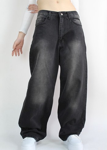 ESKİTME YIKAMA UNİSEX BAGGY JEANS - Görsel 3