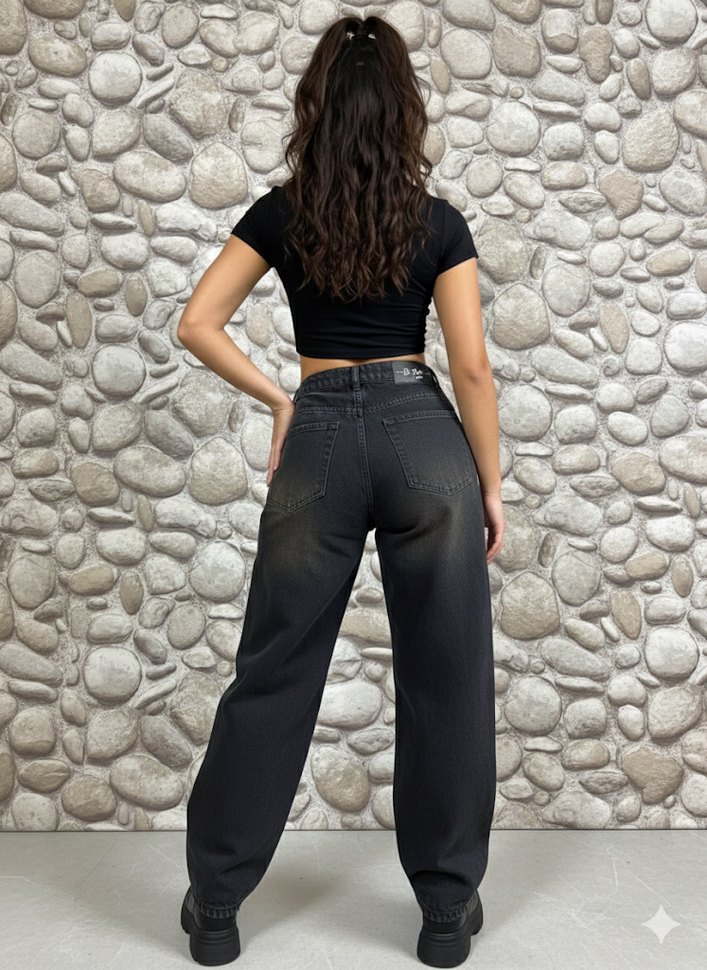 ESKİTME YIKAMA UNİSEX BAGGY PANTS - Görsel 2