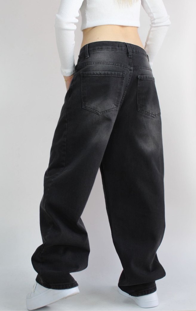 ESKİTME YIKAMA BAGGY JEAN PANTOLON - Görsel 4