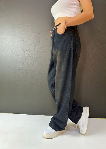 ESKİTME KAHVE YIKAMA BAGGY JEAN PANTOLON - Görsel 3