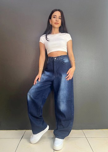 ESKİTME YIKAMA UNİSEX BAGGY JEAN - Görsel 5