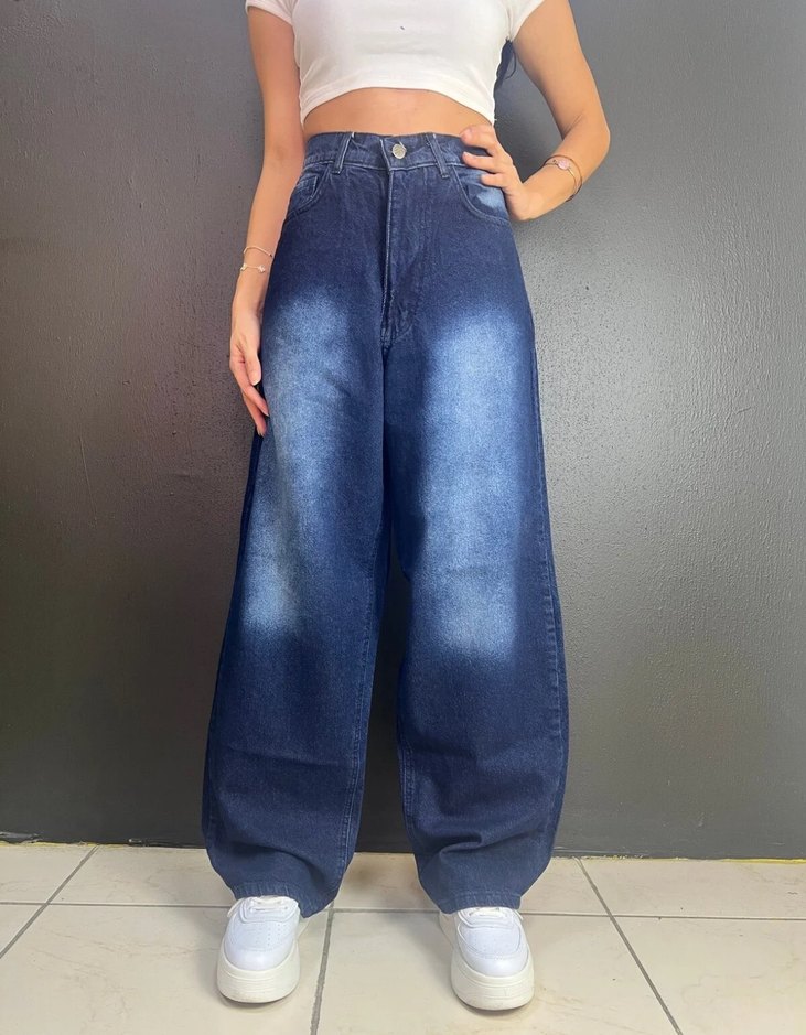 ESKİTME YIKAMA UNİSEX BAGGY JEAN - Görsel 3