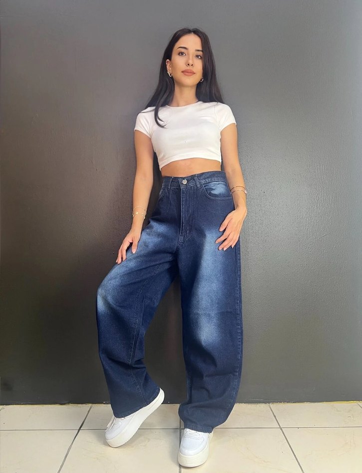 ESKİTME YIKAMA UNİSEX BAGGY JEAN - Görsel 5