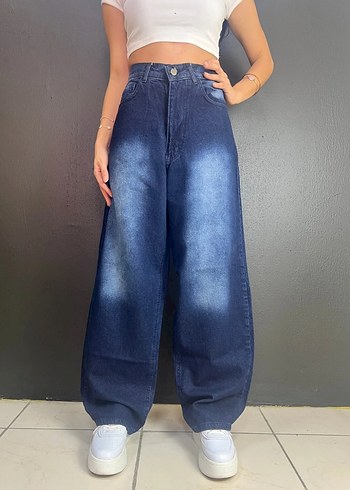 ESKİTME YIKAMA UNİSEX BAGGY JEAN - Görsel 2