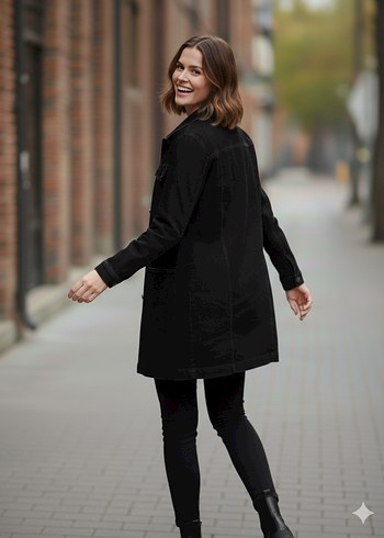 Uzun kot ceket - Görsel 3