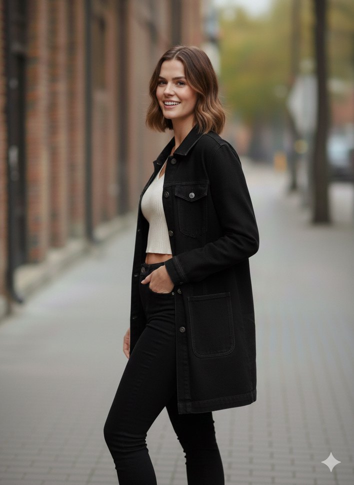 Uzun kot ceket - Görsel 2