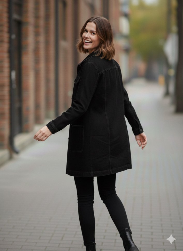 Uzun kot ceket - Görsel 3