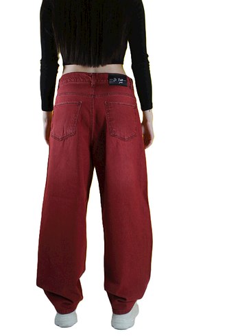 42 Beden kırmızı Renk Y2K YIKAMA UNİSEX BAGGY PANTOLON