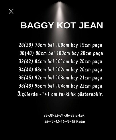 48 Beden Unisex baggy jean