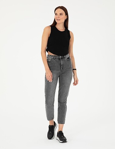 Yüksek bel boyfriend mom jean