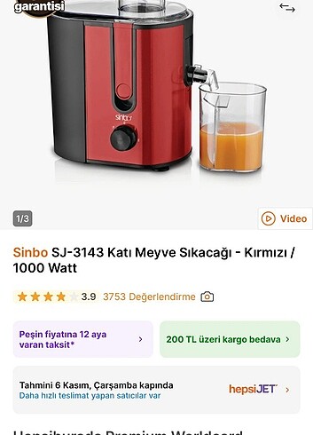 Beden Sinbo katı meyve sıkacağı
