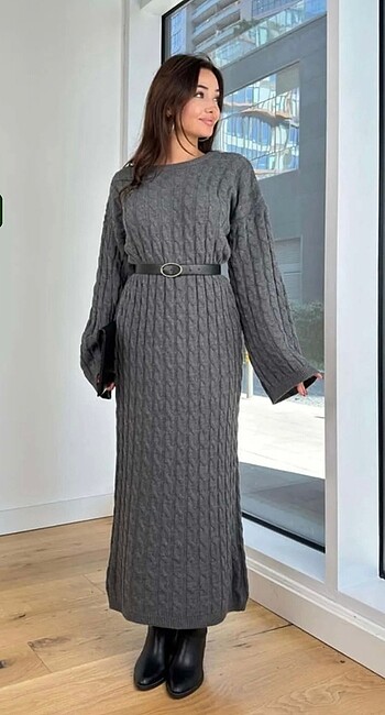 Trendyol & Milla Saç örgü triko model elbise