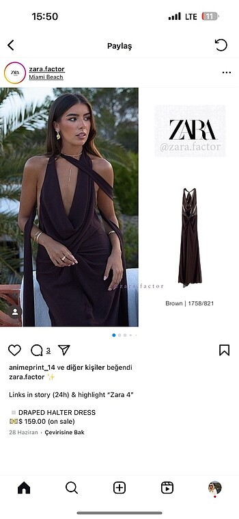 m Beden Zara elbise