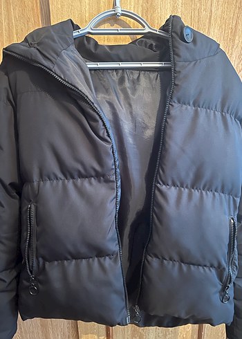 Siyah Kadın Midi Kışlık Fermuarlı Ceket - Görsel 2