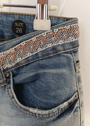 26 Beden mavi Renk Orfeonegro Kadın Düğmeli Midi Mavi Jean