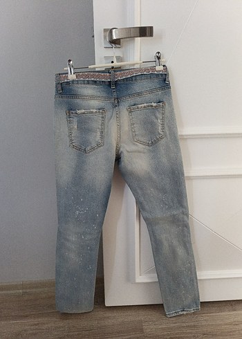 Orfeonegro Kadın Düğmeli Midi Mavi Jean - Görsel 8