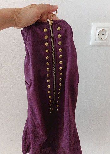 Mor Fermuarlı İnce Askılı Mayo - Görsel 6