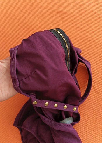 Mor Fermuarlı İnce Askılı Mayo - Görsel 5