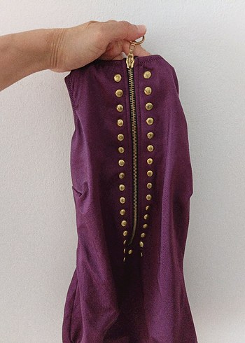 Mor Fermuarlı İnce Askılı Mayo - Görsel 7