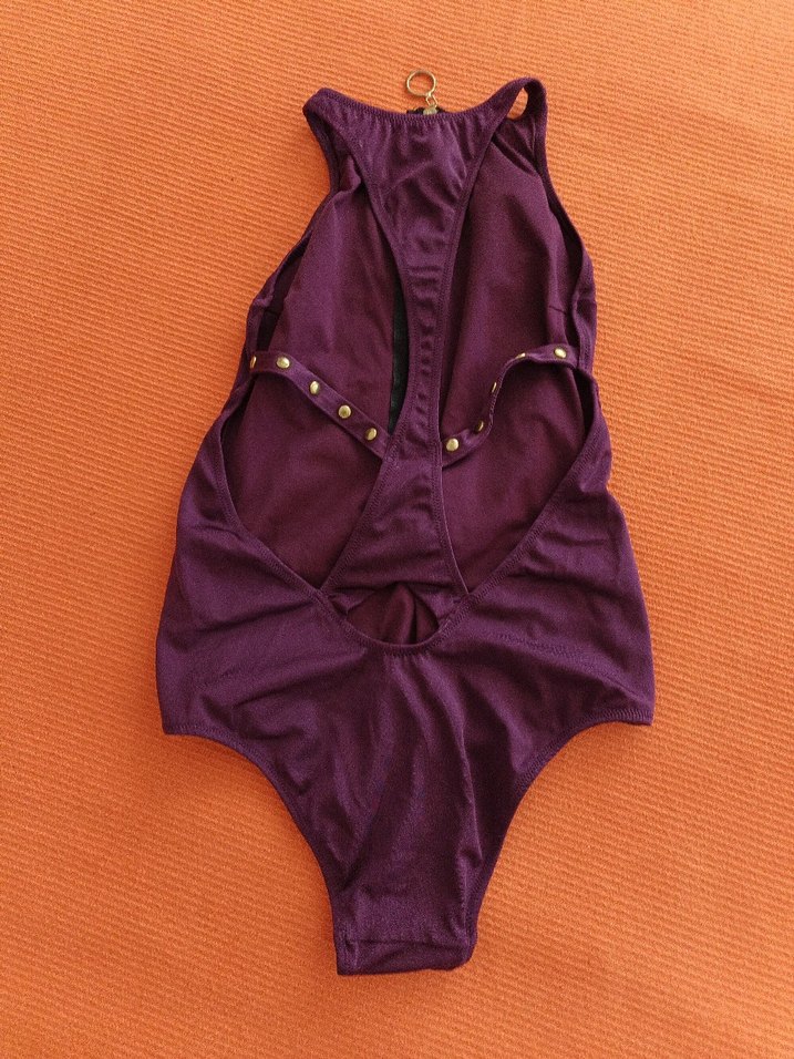 Mor Fermuarlı İnce Askılı Mayo - Görsel 2