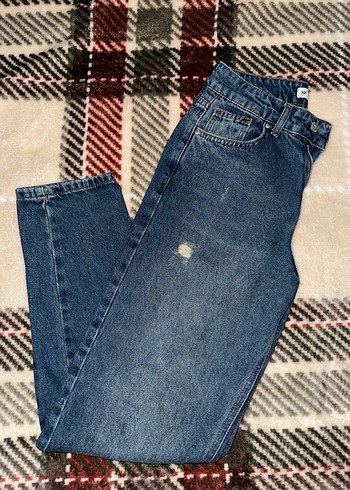 Koyu Mavi Mom Kadın Kot Pantolon - Görsel 2