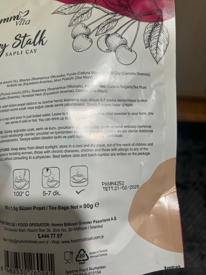 Homm Vita Kiraz Saplı Bitki Çayı - Görsel 2