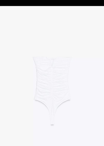 Beyaz Poliamid Zara Straplez Bluz - Görsel 2