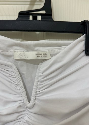 Beyaz Poliamid Zara Straplez Bluz - Görsel 5