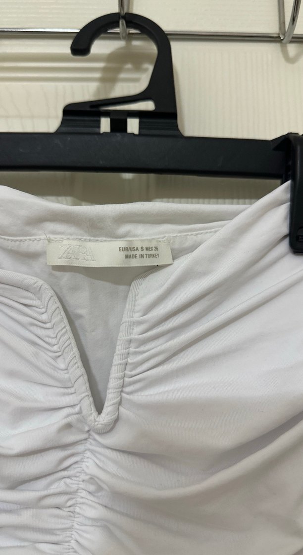Beyaz Poliamid Zara Straplez Bluz - Görsel 5