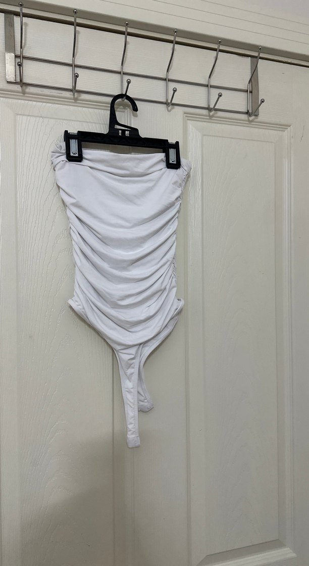 Beyaz Poliamid Zara Straplez Bluz - Görsel 4