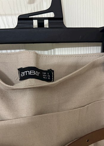 Bej krem Pilili Mini Etek Zara muadili kemerli ambar marka - Görsel 3