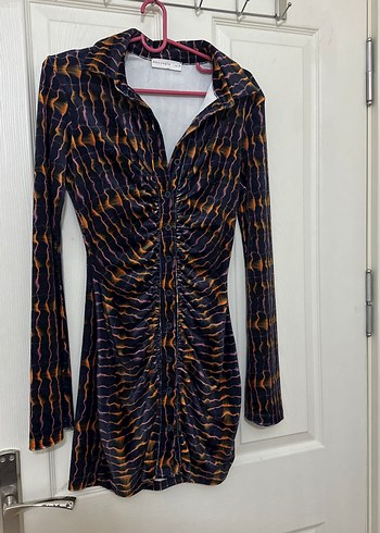 Kadın Mor Pilili Uzun Kollu Mini Elbise beyyoglu marka - Görsel 4