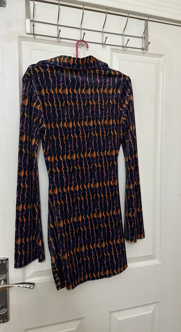 Kadın Mor Pilili Uzun Kollu Mini Elbise beyyoglu marka - Görsel 5