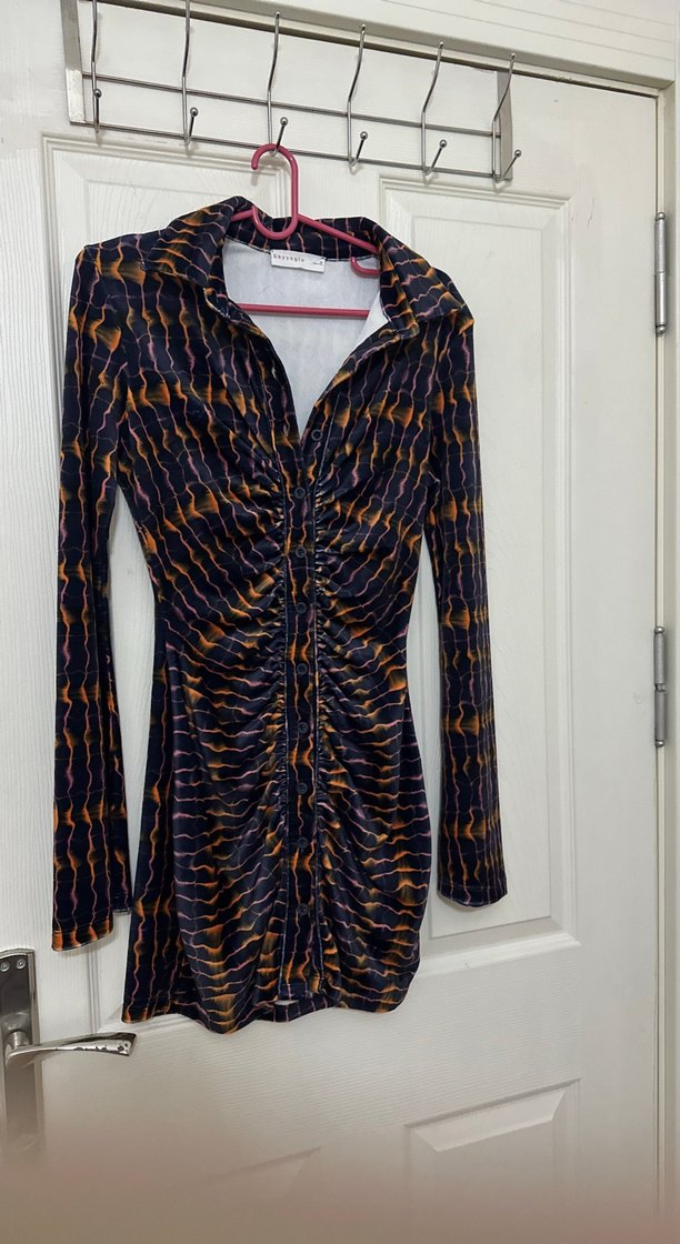 Kadın Mor Pilili Uzun Kollu Mini Elbise beyyoglu marka - Görsel 4