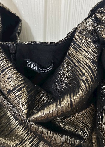 Sarı Simli fırfırlı Drapeli Mini Abiye Elbise - Görsel 3