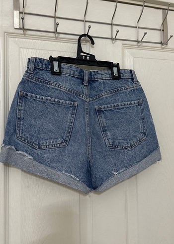 Kadın mavi düğmeli Denim Mini Şort Zara - Görsel 4