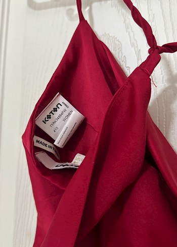 Bordo saten Bralet sırtı bağlamalı degaje yaka koton - Görsel 3