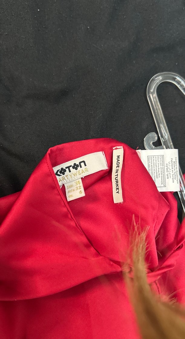 Bordo saten Bralet sırtı bağlamalı degaje yaka koton - Görsel 4