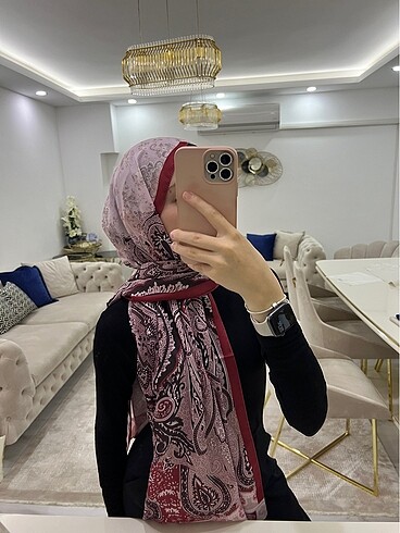 Etnik retro desen bordo şal