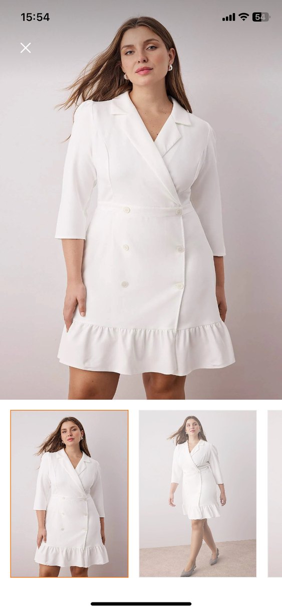 Düğmeli Beyaz Mini ceket elbise - Görsel 5